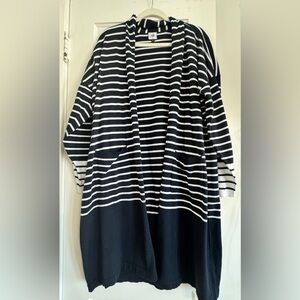 CAbi Navy and White Striped Sweater